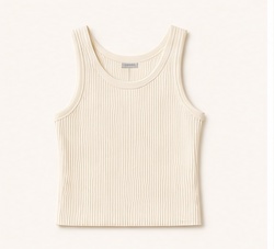 Cream Ribbed Tank Top